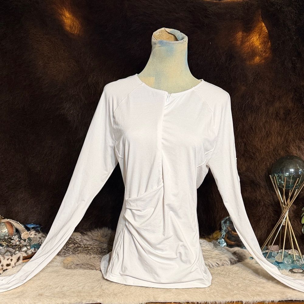 Athleta White Long Sleeve Women's Top L (3300)